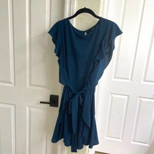 NWOT Vici Teal Social Butterfly Ruffle Dress